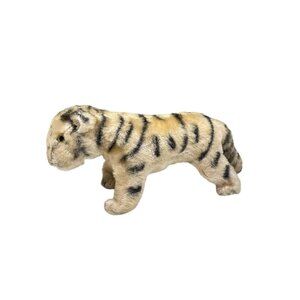 Vintage Steiff Mohair Tiger Cub Glass Eyes Stitched Pink Nose Stuffed Plush READ